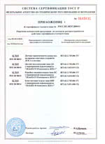 Датчик герметичности камер ДГК-1. Приложение к сертификату соответствия (Таможенный Союз)